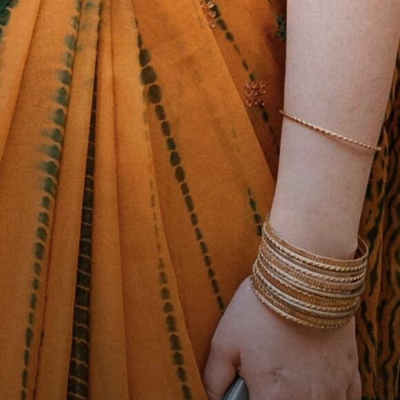 Antique Gold brass Glitter bangles Indian Party Jewelry Set - Picture 11 of 15